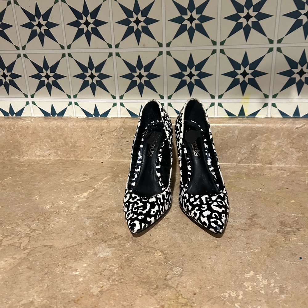 Chic Black and White Patterned Women's Heels